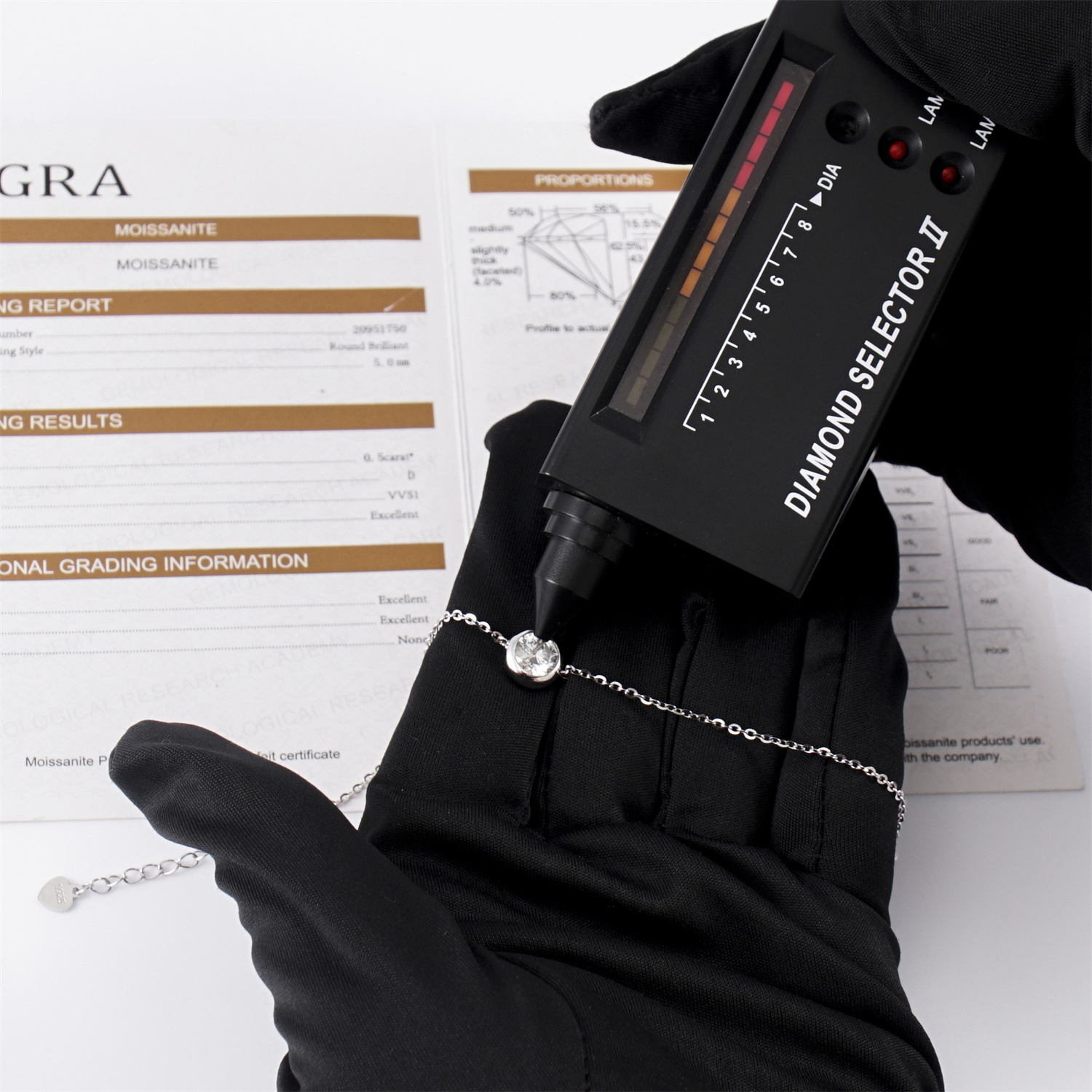 1ct Adjustable Bubble Bracelet Round Synthetic Moissanite S925 Sterling Silver Bracelet Chain Jewelry Birthday Engagement Wedding Anniversary Perfect Gifts