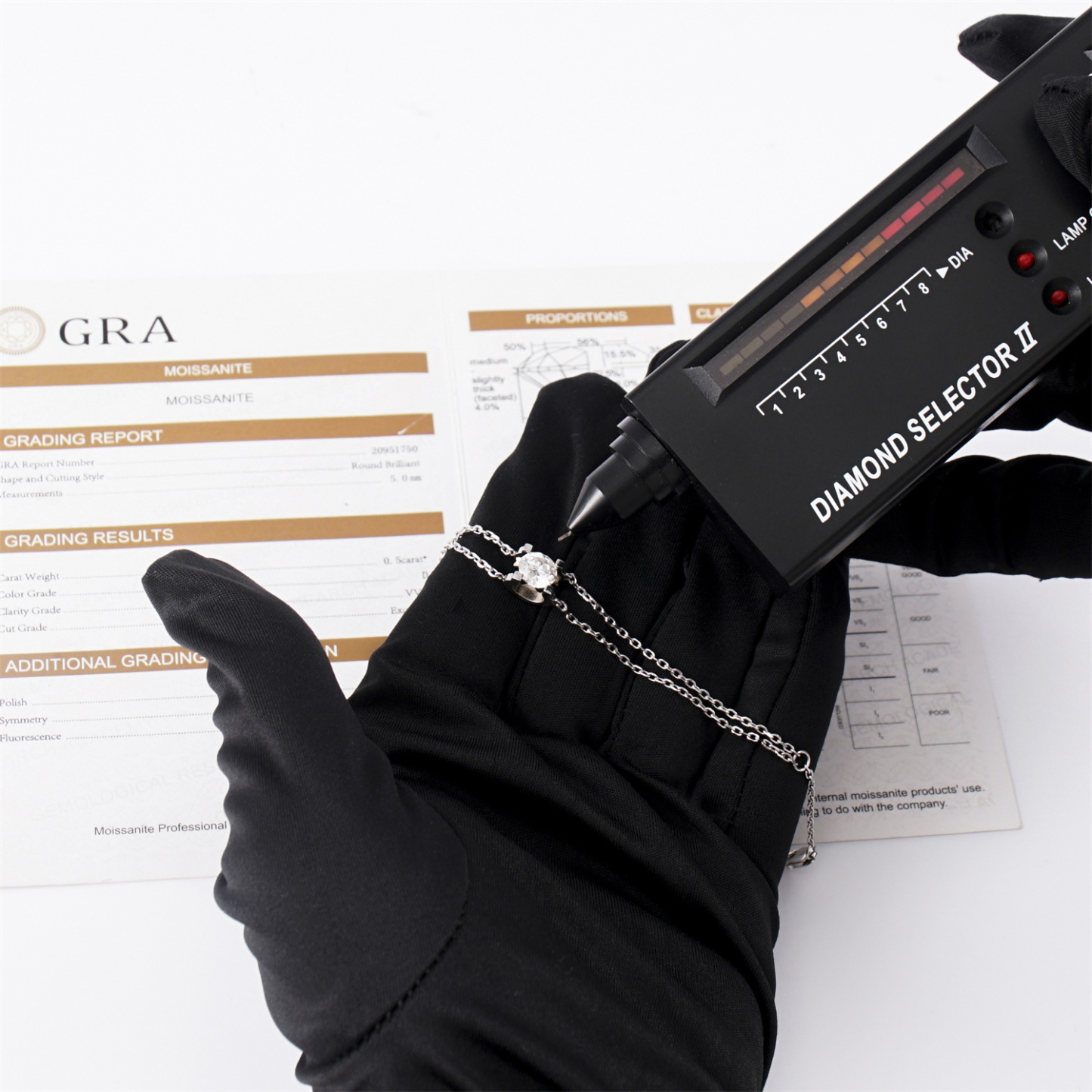 1ct Solitaire Prong Bracelet Double Chain Bracelet Synthetic Moissanite S925 Sterling Silver Bracelet Chain Jewelry Birthday Engagement Wedding Anniversary Perfect Gifts