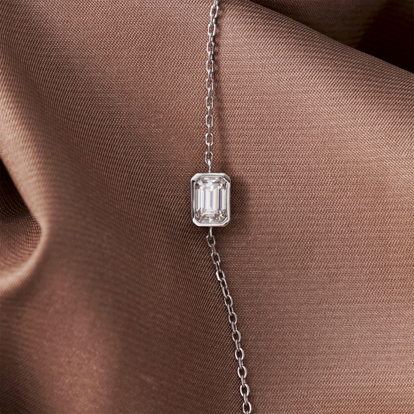 1ct Step Cut Bezel Bracelet Synthetic Moissanite S925 Sterling Silver Bracelet Chain Jewelry Birthday Engagement Wedding Anniversary Perfect Gifts