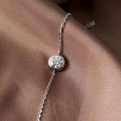 1ct Adjustable Bubble Bracelet Round Synthetic Moissanite S925 Sterling Silver Bracelet Chain Jewelry Birthday Engagement Wedding Anniversary Perfect Gifts