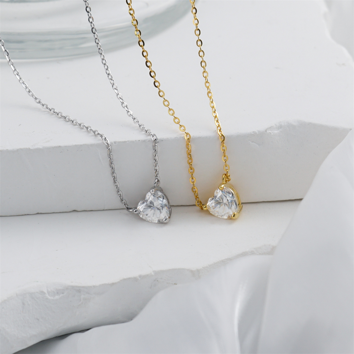 1ct Heart Cut Solitaire Necklace Synthetic Moissanite S925 Chain
