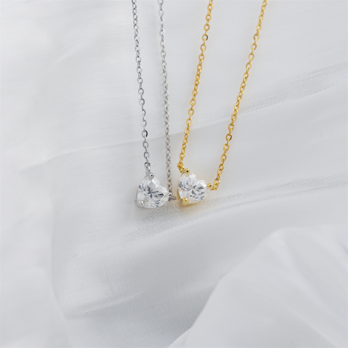 1ct Heart Cut Solitaire Necklace Synthetic Moissanite S925 Chain