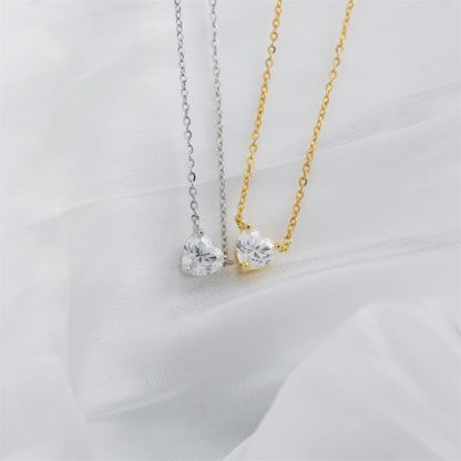 1ct Heart Cut Solitaire Necklace Synthetic Moissanite S925 Chain