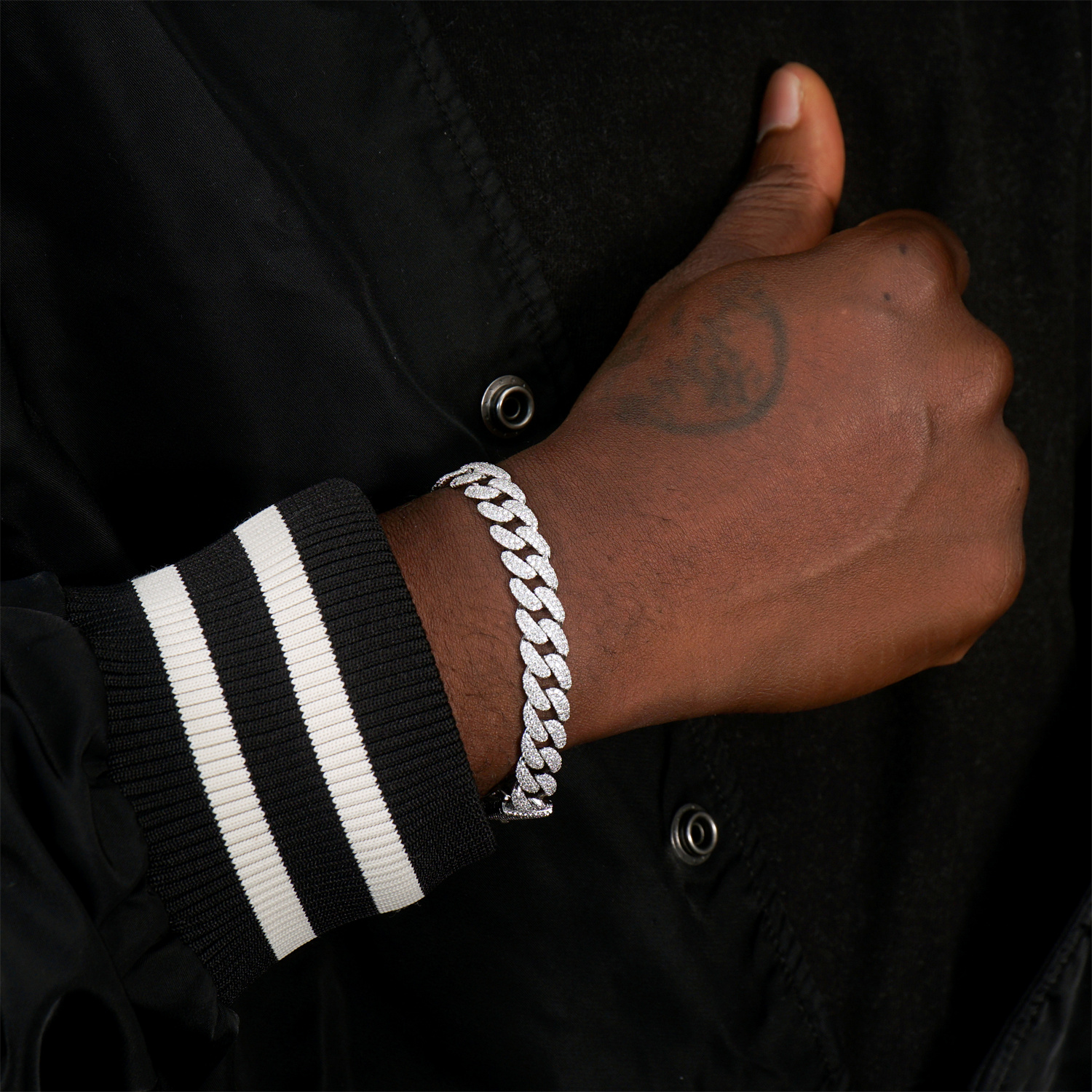 01style S925 VVS Synthetic Moissanite Hip Hop Unisex Cuban Link Bracelet