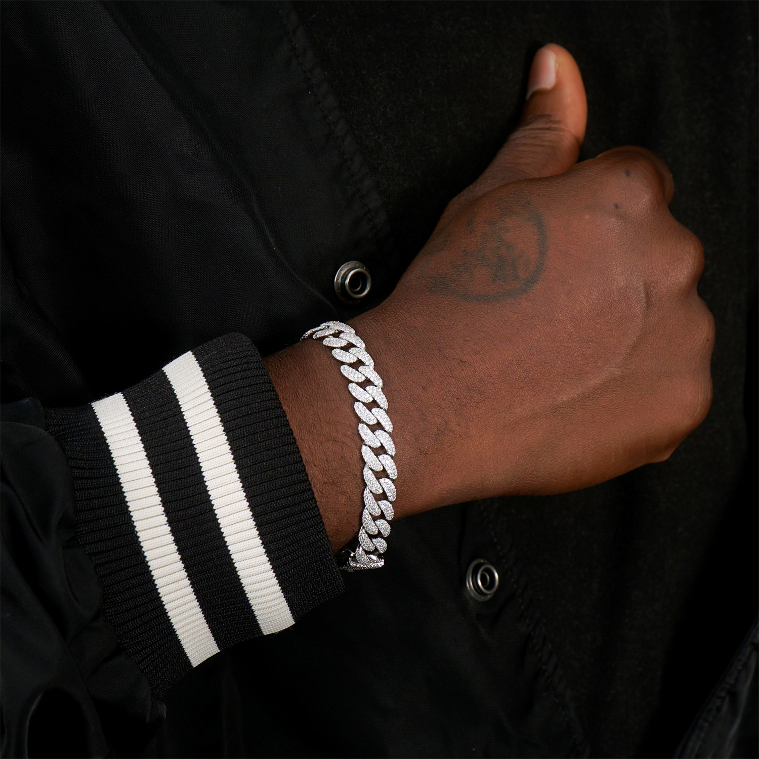 01style S925 VVS Synthetic Moissanite Hip Hop Unisex Cuban Link Bracelet