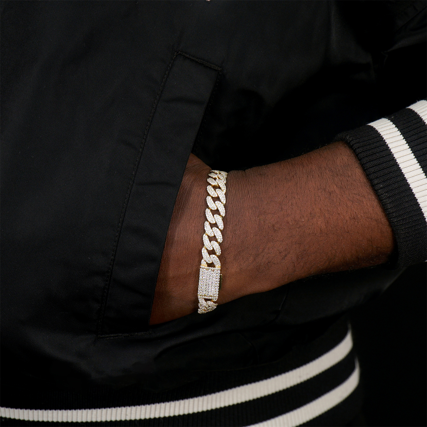 01style S925 VVS Synthetic Moissanite Hip Hop Unisex Cuban Link Bracelet