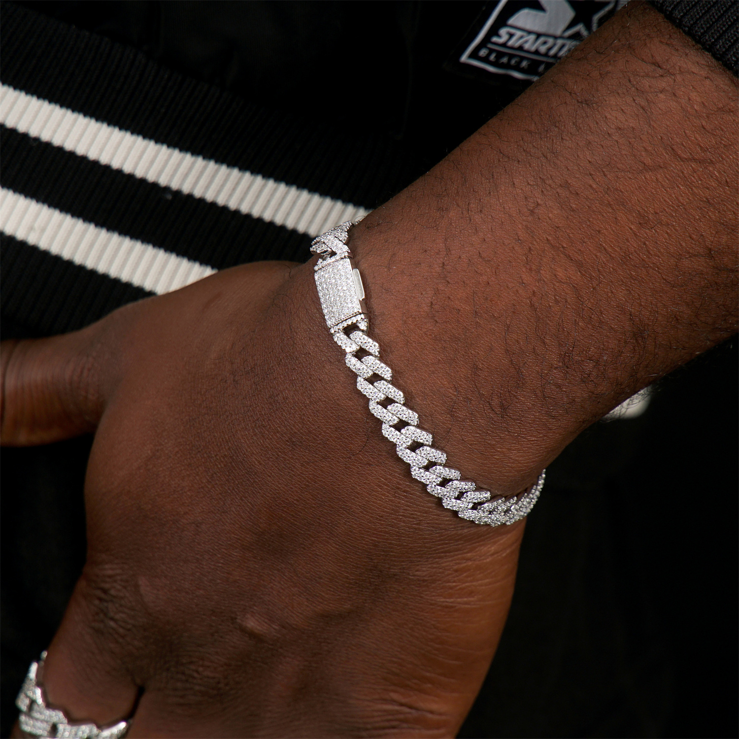 03style 8.5MM S925 VVS Synthetic Moissanite Hip Hop Iced Out Cuban Link Bracelet