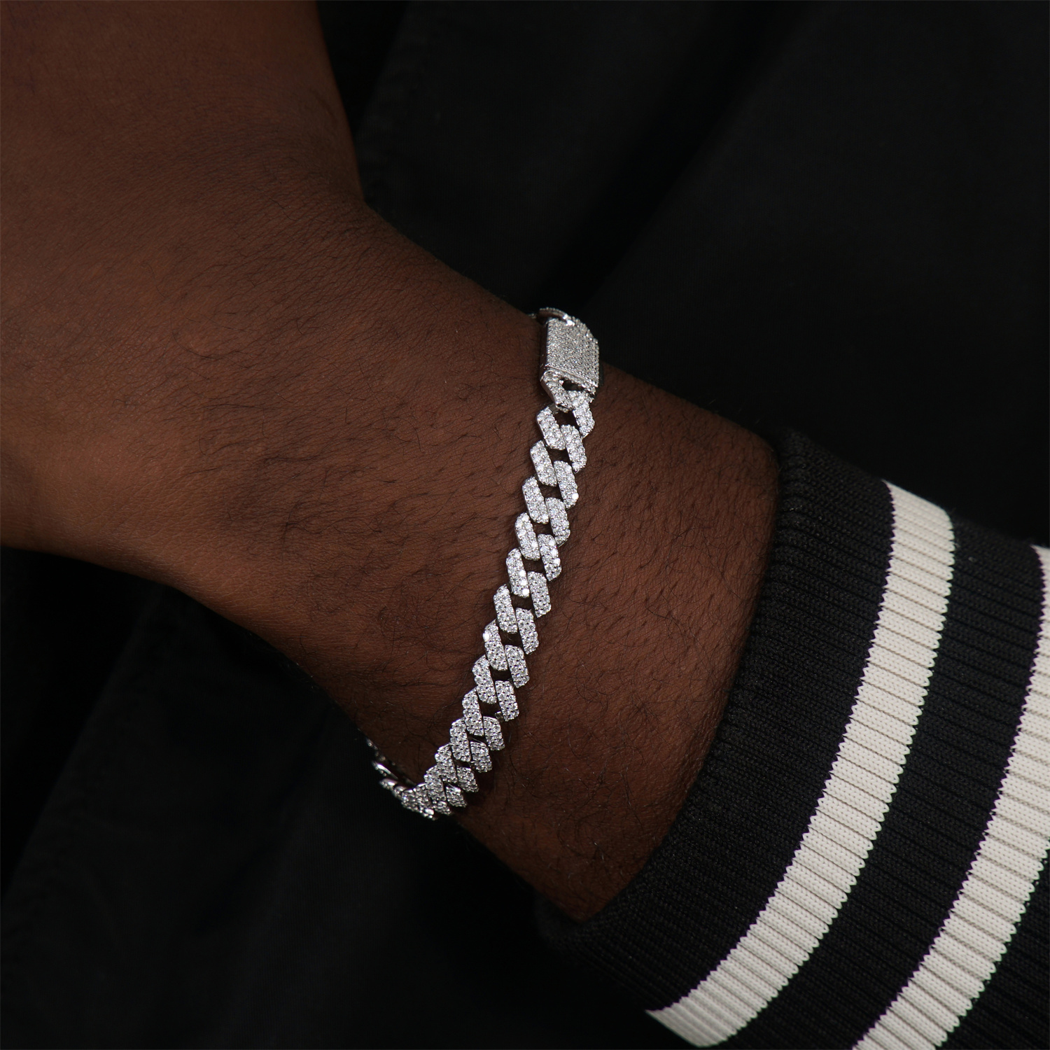 03style 8.5MM S925 VVS Synthetic Moissanite Hip Hop Iced Out Cuban Link Bracelet