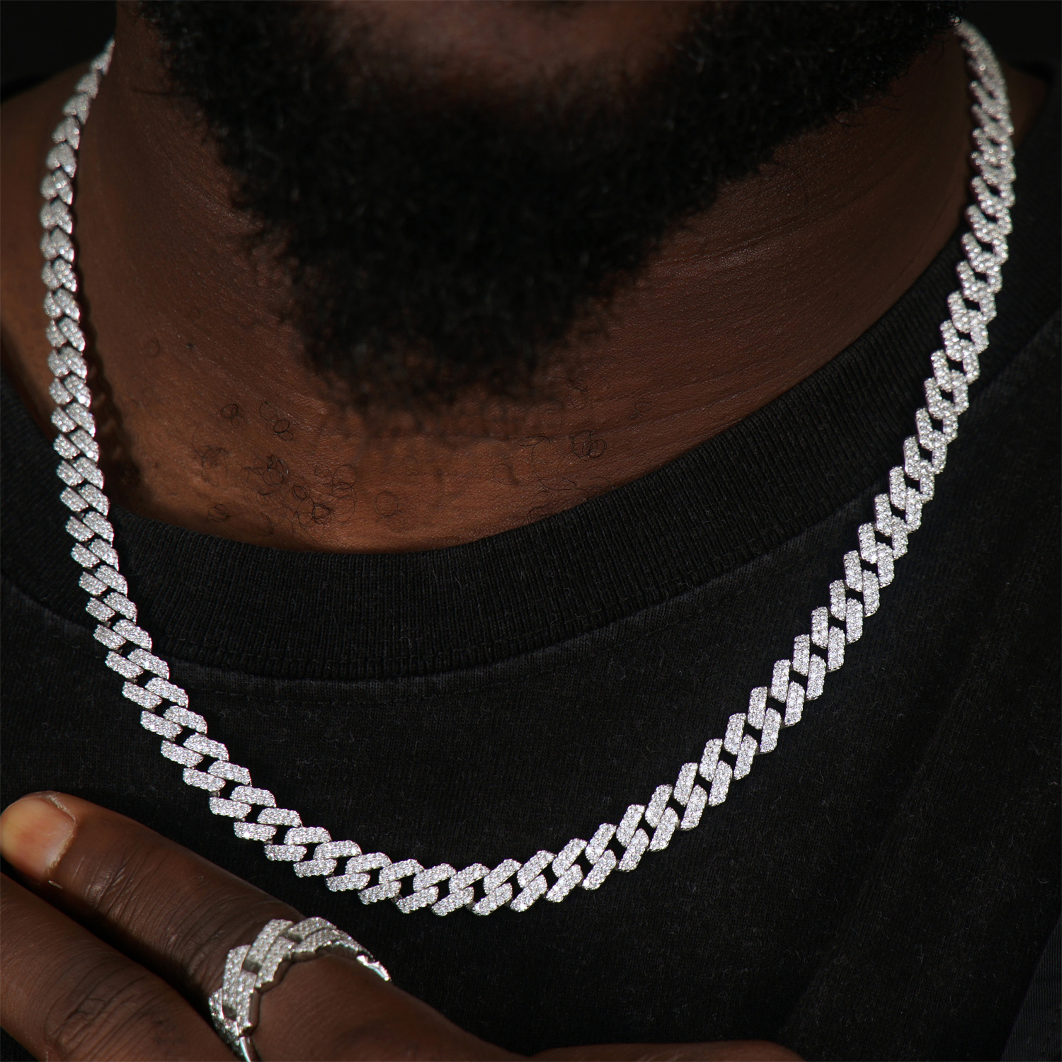 03style 8.5MM S925 VVS Synthetic Moissanite Hip Hop Iced Out Cuban Link Necklace Chain