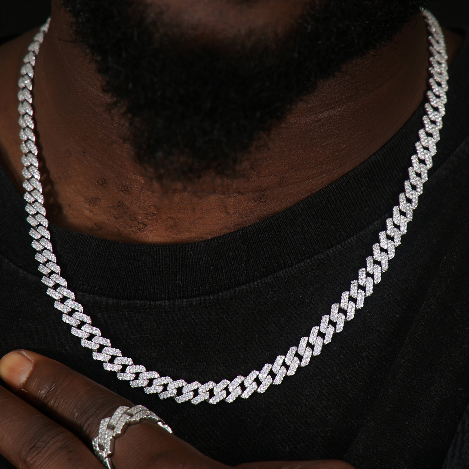 03style 8.5MM S925 VVS Synthetic Moissanite Hip Hop Iced Out Cuban Link Necklace Chain