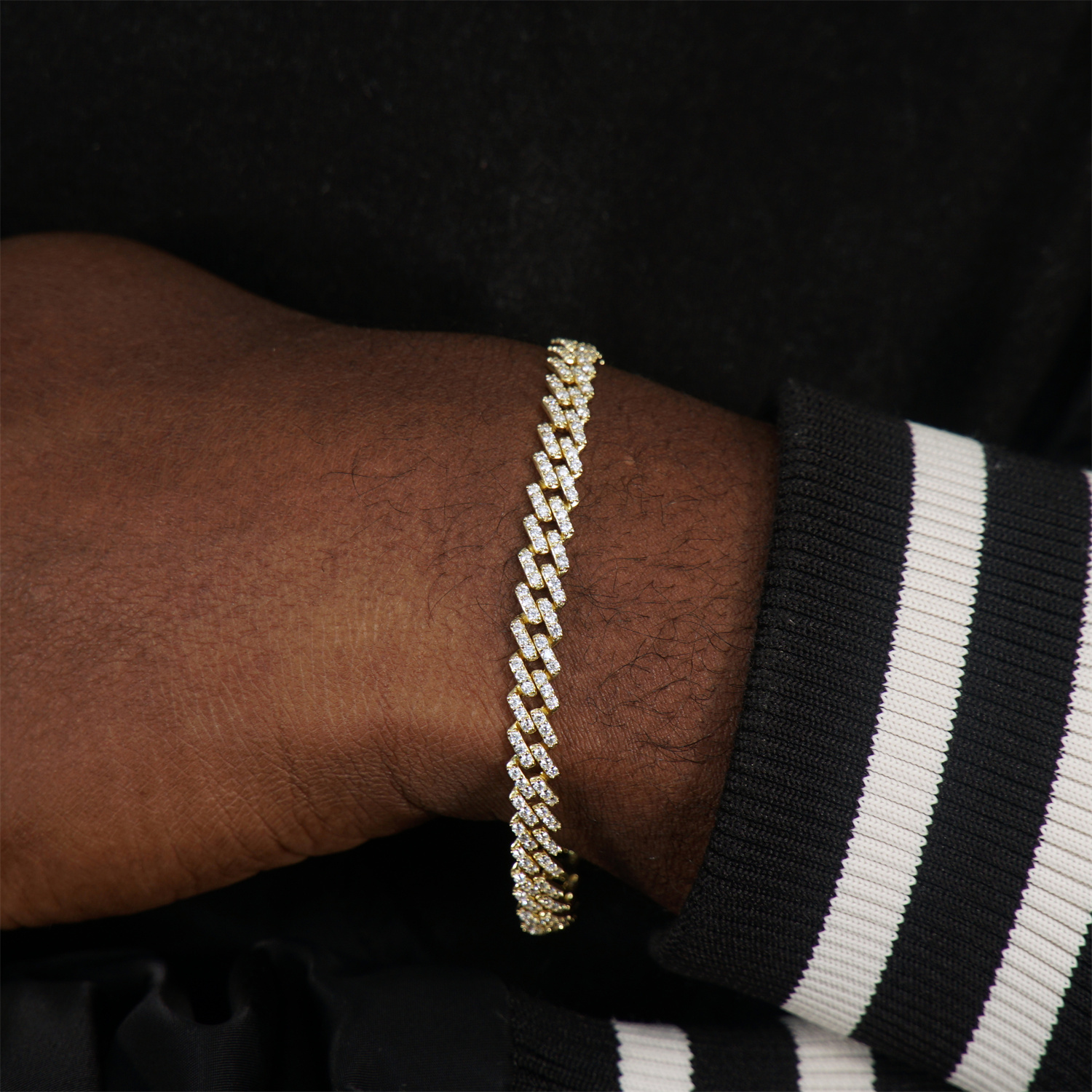 03style 6.8MM S925 VVS Synthetic Moissanite Hip Hop Iced Out Cuban Link Bracelet