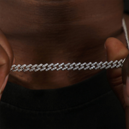 03style 6.8MM S925 VVS Synthetic Moissanite Hip Hop Iced Out Cuban Link Necklace Chain