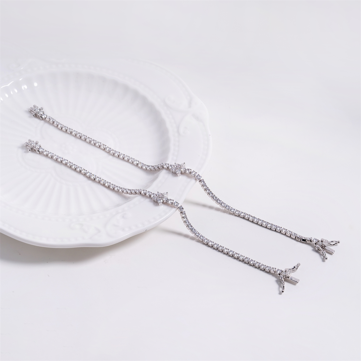 0.6ct Petal On the Stream Bracelet Flower Tennis Bracelet Synthetic Moissanite Bracelet Jewelry Copper Chain