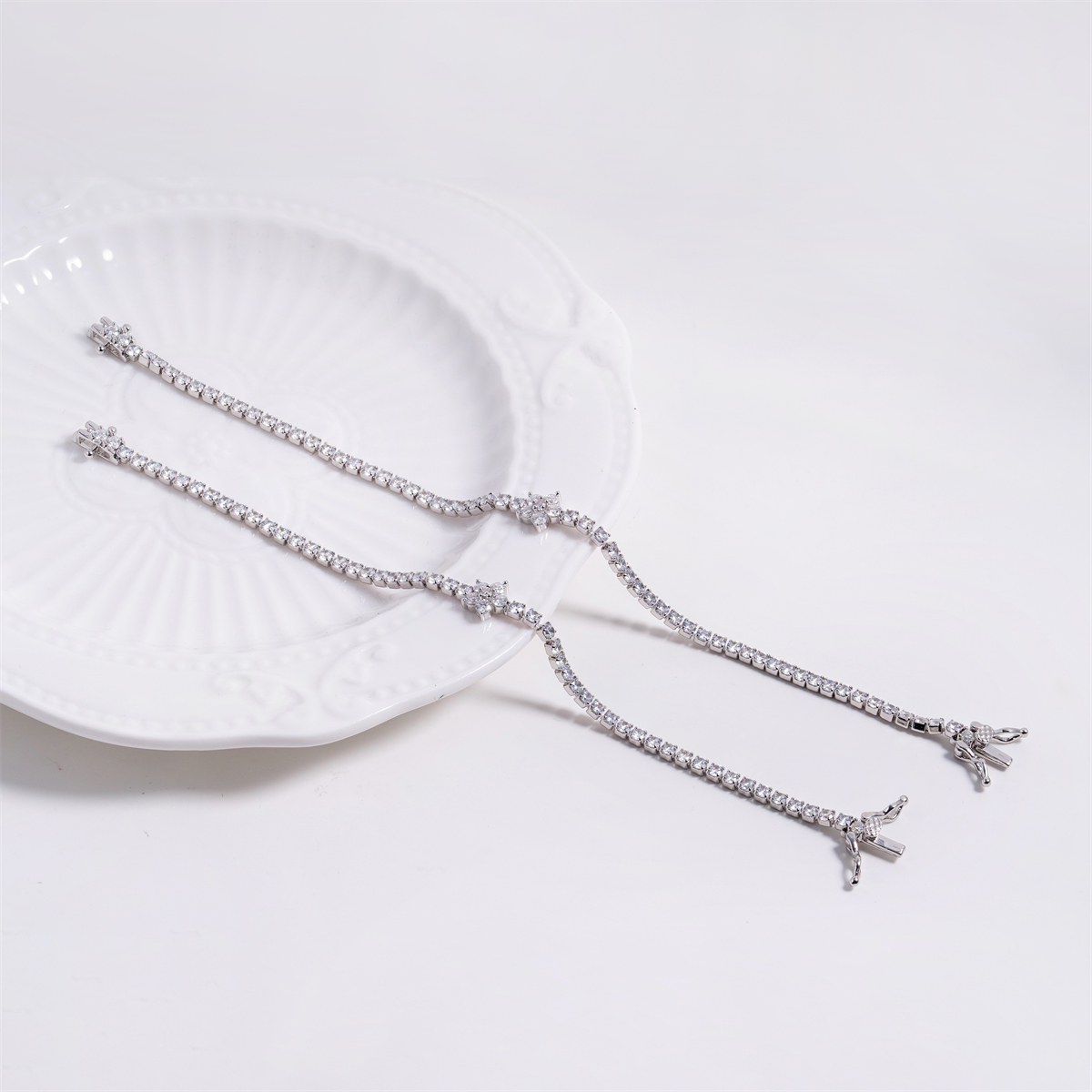 0.6ct Petal On the Stream Bracelet Flower Tennis Bracelet Synthetic Moissanite Bracelet Jewelry Copper Chain