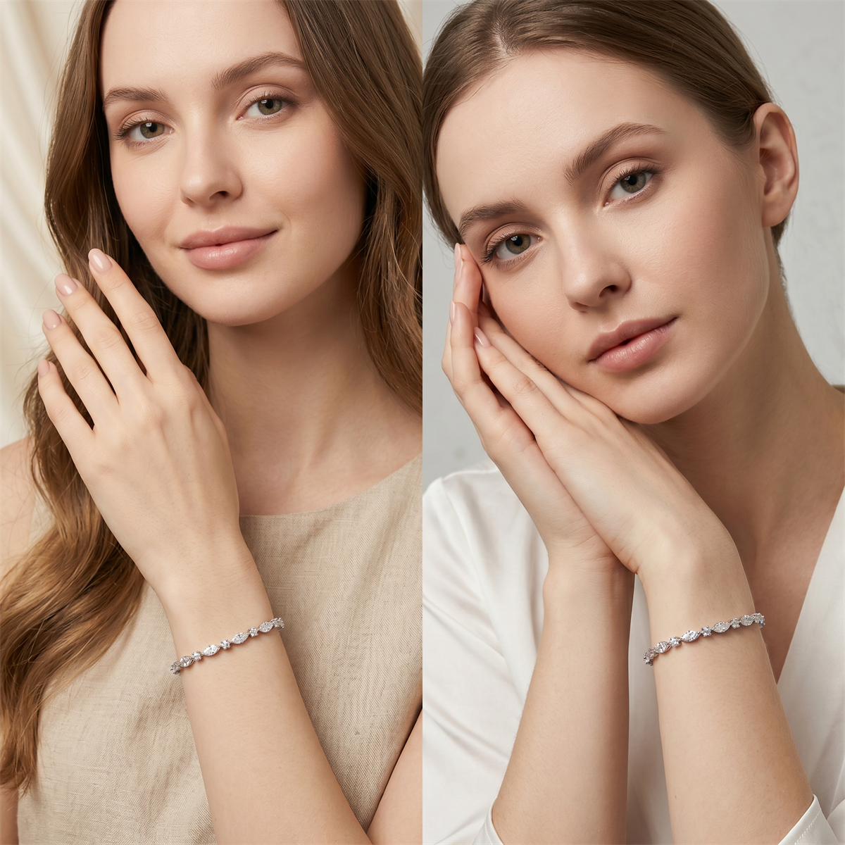 Marquise Moonlight Bracelet Tennis Bracelet Synthetic Moissanite Bracelet Jewelry Copper Chain