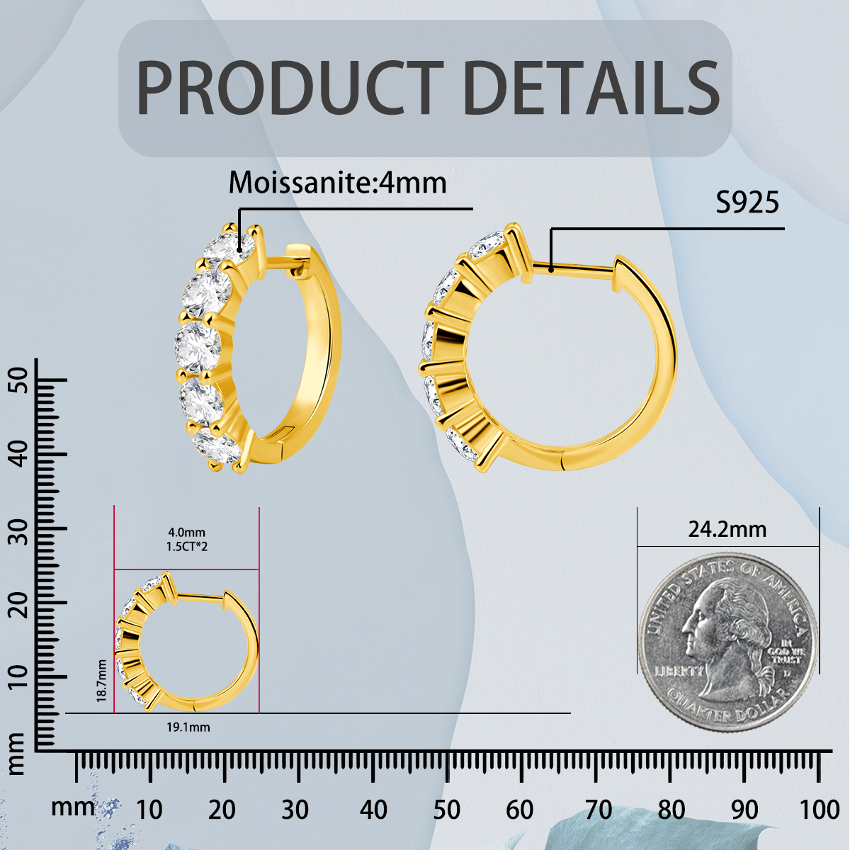 RINGFROST Half-Iced Circle Earrings 925S & VVS Moissanite