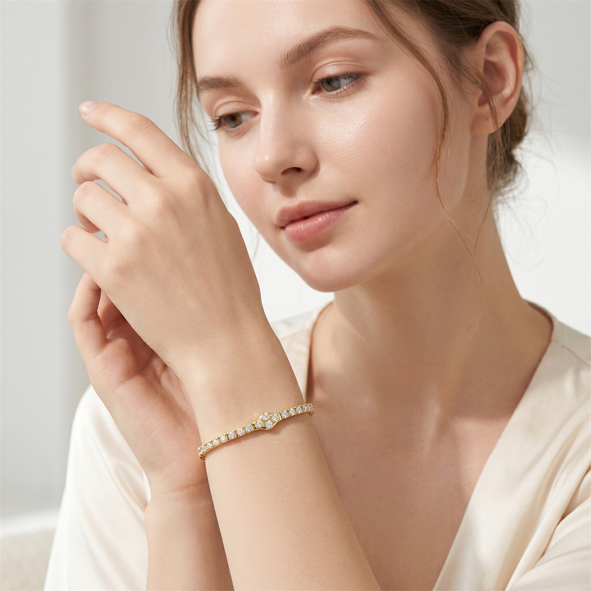 2.8ct The Crest of Love Bangle Verdant Wave Bracelet VVS Synthetic Moissanite Bracelet Bangle Copper