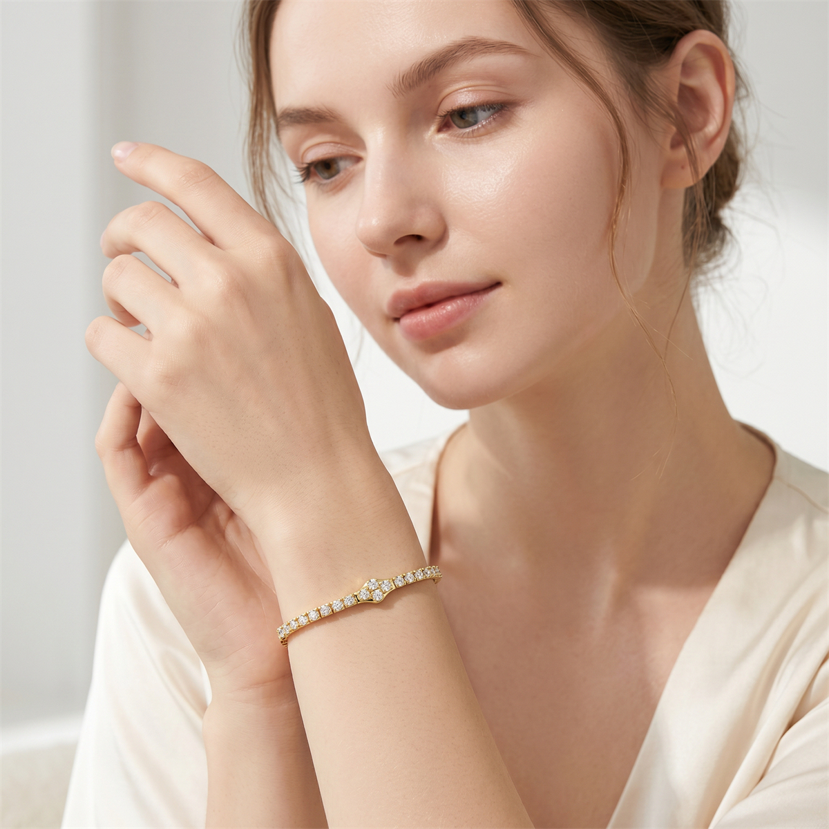 2.8ct The Crest of Love Bangle Verdant Wave Bracelet VVS Synthetic Moissanite Bracelet Bangle Copper