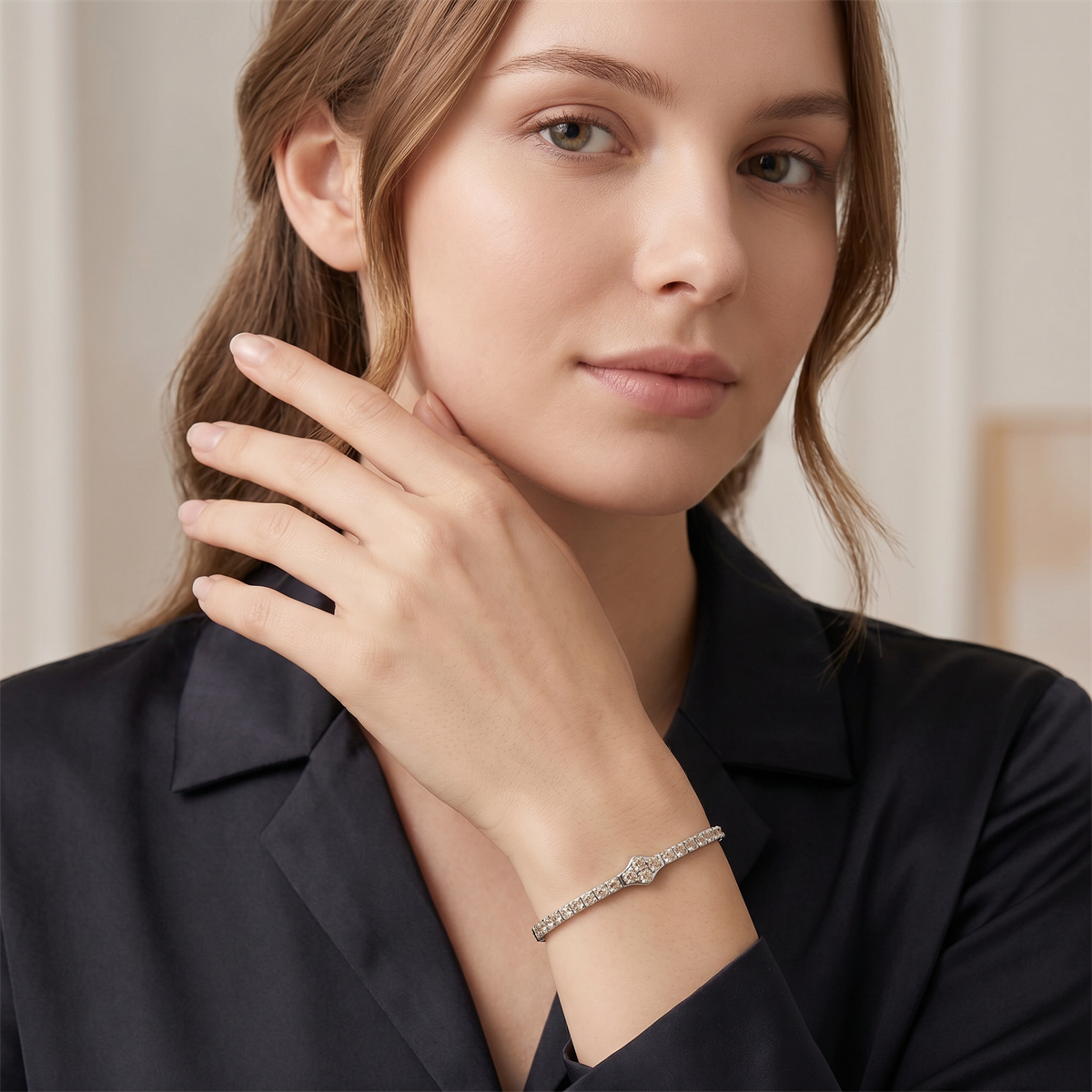 2.8ct The Crest of Love Bangle Verdant Wave Bracelet VVS Synthetic Moissanite Bracelet Bangle Copper