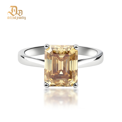 Delzzad 4ct Solitaire Prong Ring Octagon Synthetic Moissanite S925 Ring Band Jewelry Perfect Engagement Anniversary Gift for Men Women Wedding Set