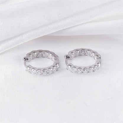 Delzzad Iced Out Hoop Earrings VVS Synthetic Moissanite S925 Unisex Earrings Jewelry Perfect Birthday Anniversary Christmas Gift for Men Women Wedding Set