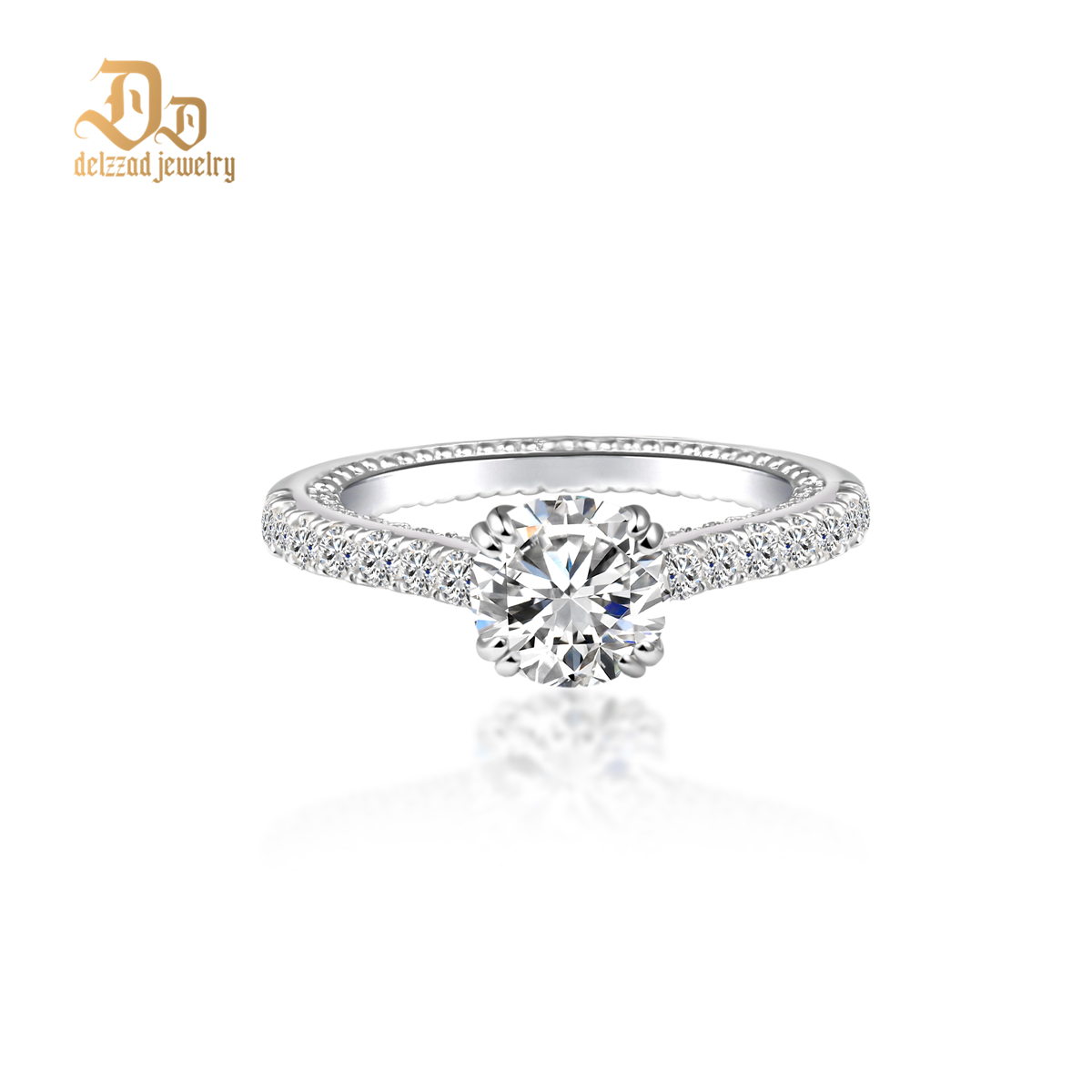 Delzzad Lustre Ring Lab-Created Moissanite Engagement Ring S925 Sterling Silver Moissanite Jewelry Perfect Gift