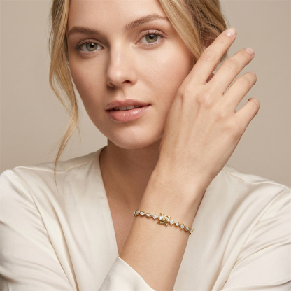 Kaleidoscope Dreams Bracelet Bezel Tennis Bracelet Synthetic Moissanite Bracelet Jewelry Copper Chain