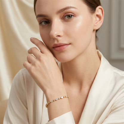 Marquise Moonlight Bracelet Tennis Bracelet Synthetic Moissanite Bracelet Jewelry Copper Chain