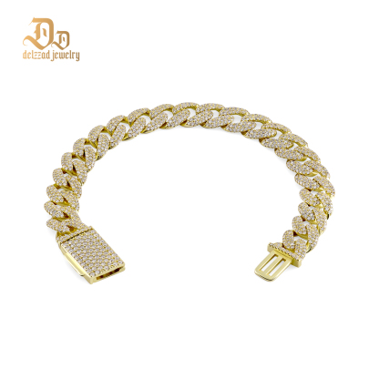 01style S925 VVS Synthetic Moissanite Hip Hop Unisex Cuban Link Bracelet