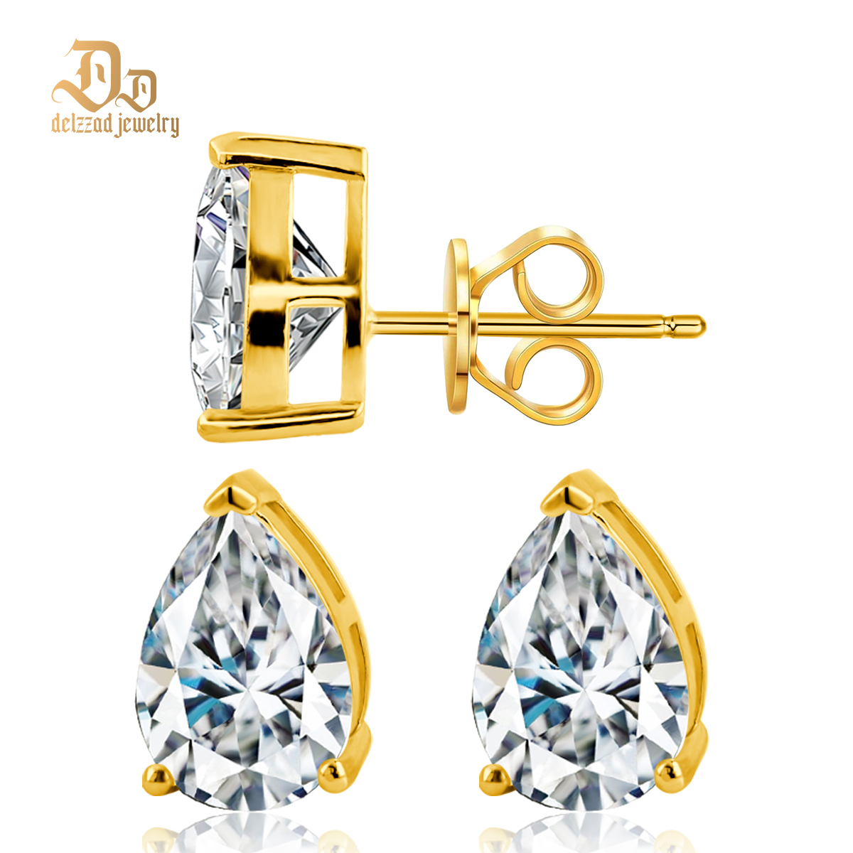 S925 Pear Cut Earrings Synthetic D Color Moissanite Prong Stud Earrings