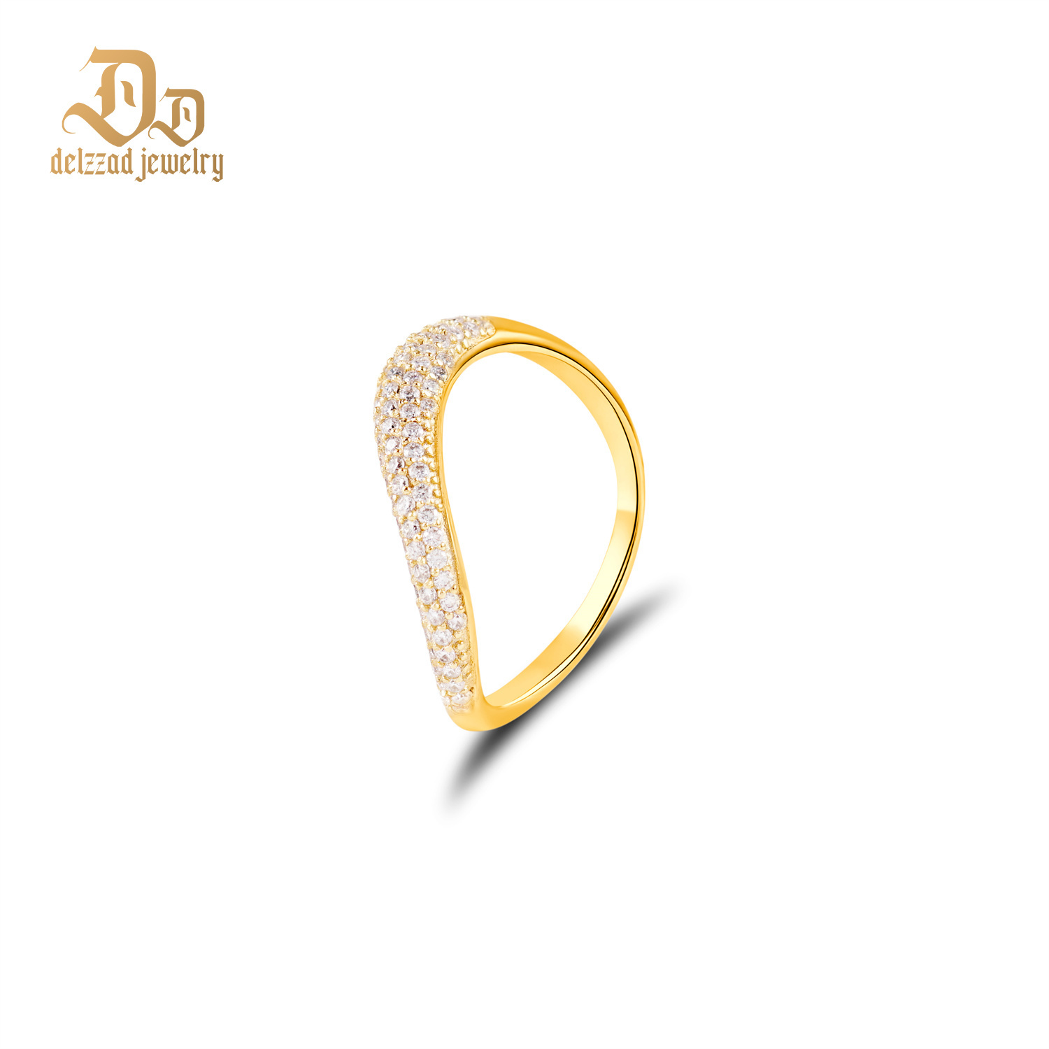 Delzzad Stacking Bling Pear Wave Ring Synthetic Moissanite S925 Eternity Stacking Set Engagement Wedding Ring Band Set Jewelry