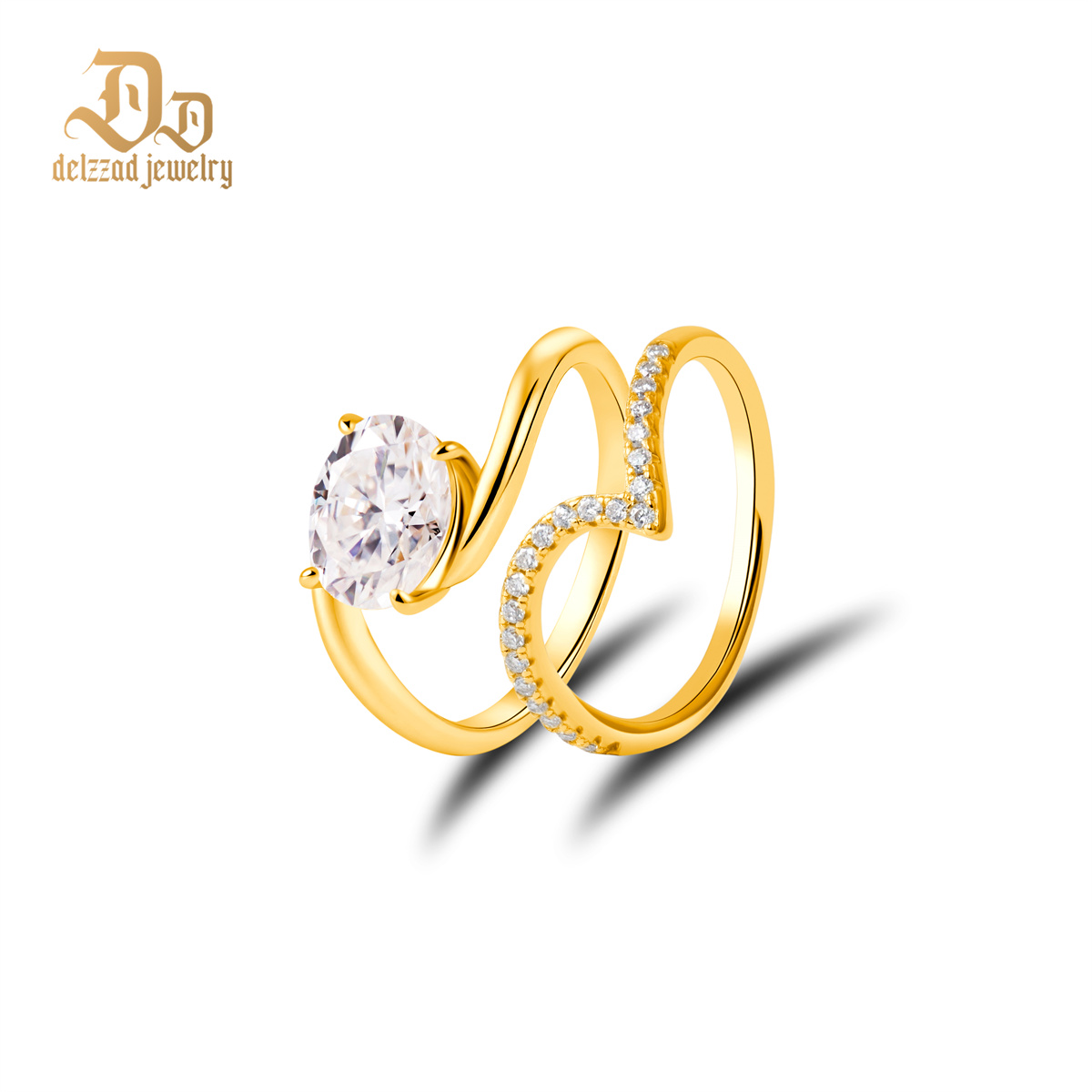 Oval Love Heart Ring Two-Piece Stacking Ring Synthetic Moissanite S925 Engagement Ring Wedding Band Jewelry Bridal Set Perfect Birthday Engagement Wedding Anniversary Gift