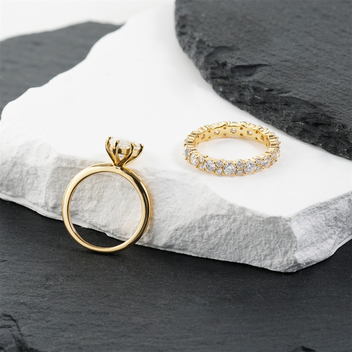 5.2ct The Starlit Voyage Ring Stackable Band Ring Marquise Cut Engagement Ring Set VVS Synthetic Moissanite Ring S925 Band