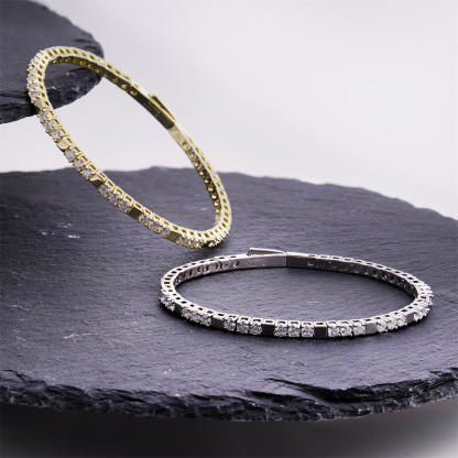 5.4ct Quiet Luxury Tennis Bangle Secret Code Tennis Bracelet VVS Synthetic Moissanite Bracelet Bangle Copper Chain for Women Men