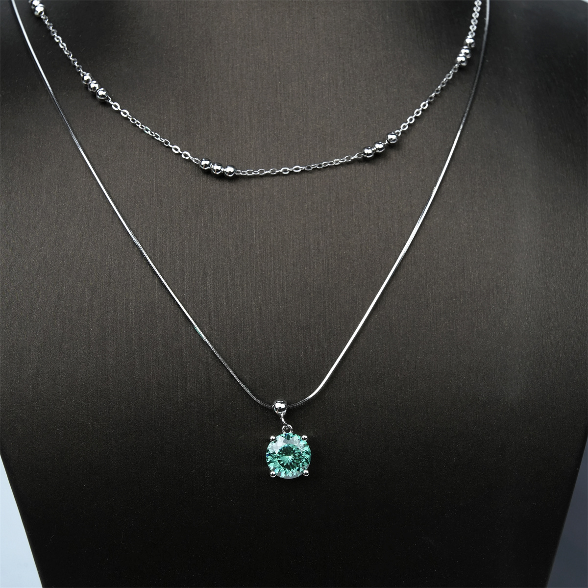 Green Solitaire Necklace Chain VVS Synthetic Moissanite S925 Chain Necklace