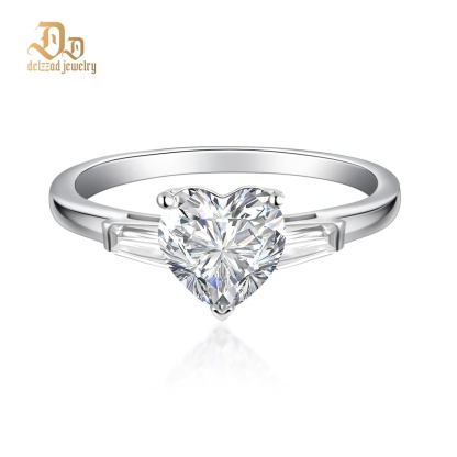 2ct Heart Synthetic Moissanite Engagement Ring S925 Band