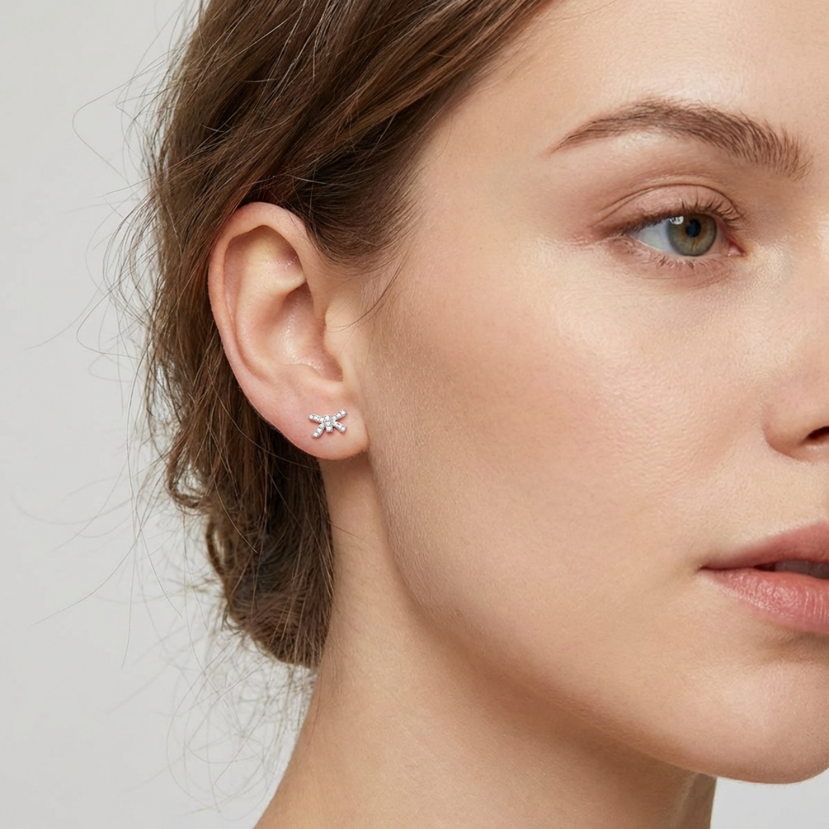 Bow Stud Earrings Bow-knot Earrings Synthetic Moissanite S925 Stud Earrings