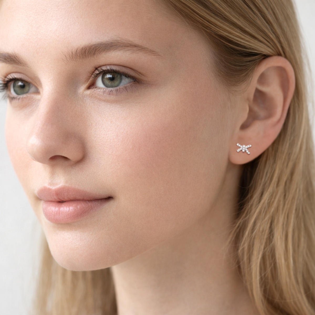 Bow Stud Earrings Bow-knot Earrings Synthetic Moissanite S925 Stud Earrings
