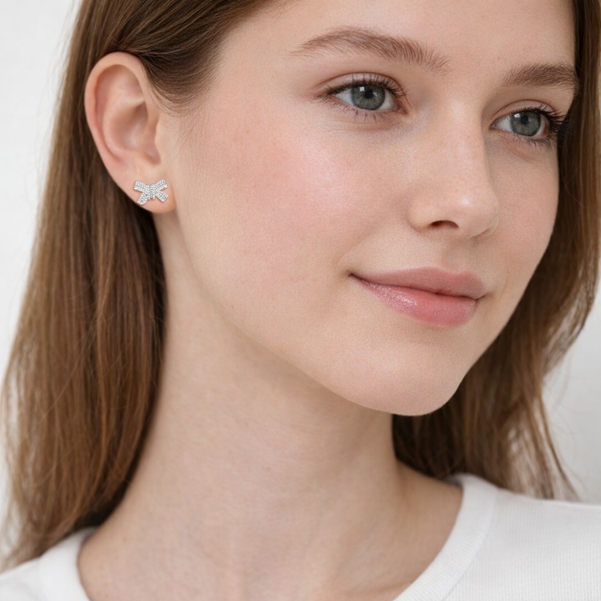 Bow Stud Earrings Bow-knot Earrings Synthetic Moissanite S925 Stud Earrings