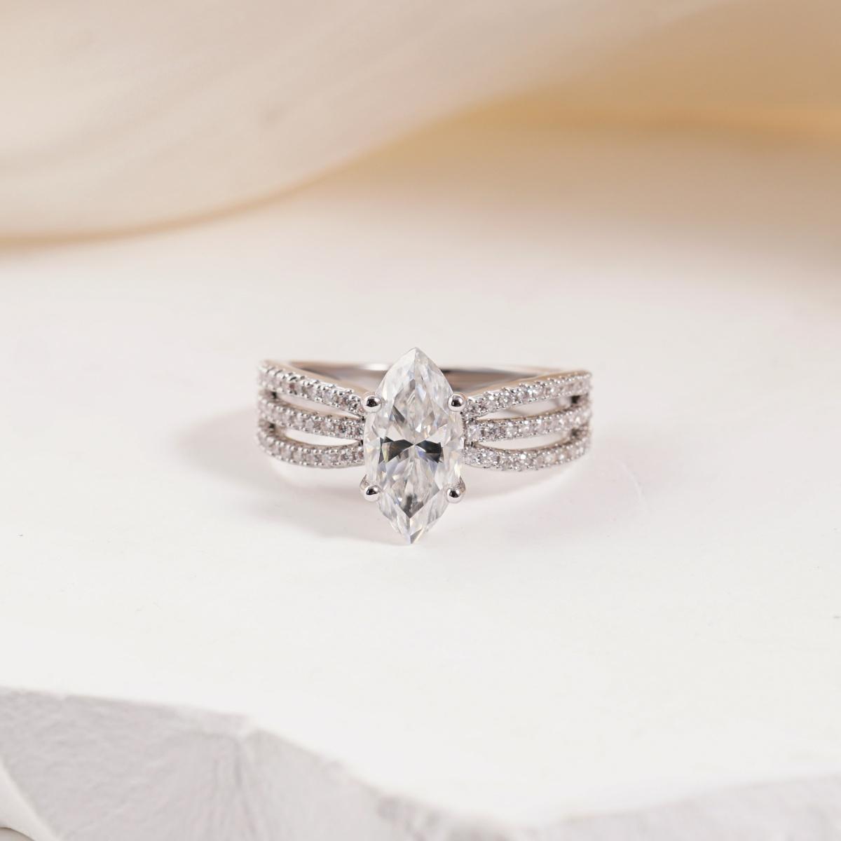 2.4ct Odyssey of Love Ring Triple Band Marquise Cut VVS Synthetic Moissanite Ring Jewelry S925/Copper Band