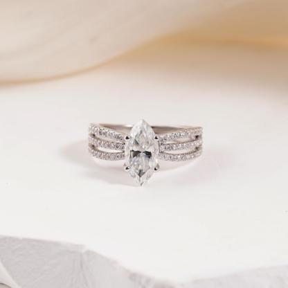 2.4ct Odyssey of Love Ring Triple Band Marquise Cut VVS Synthetic Moissanite Ring Jewelry S925/Copper Band