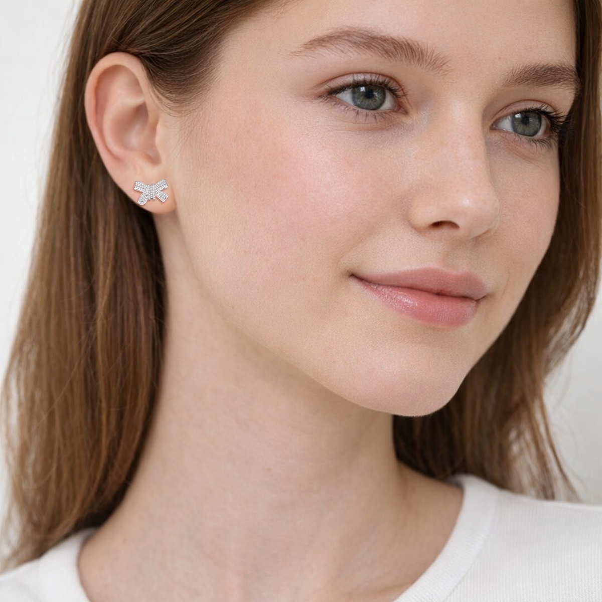 Bow Stud Earrings Bow-knot Earrings Synthetic Moissanite S925 Stud Earrings