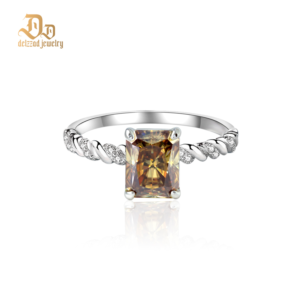 3ct Radiant Synthetic Moissanite Solitaire Twist Band Ring In 925 Sterling Silver