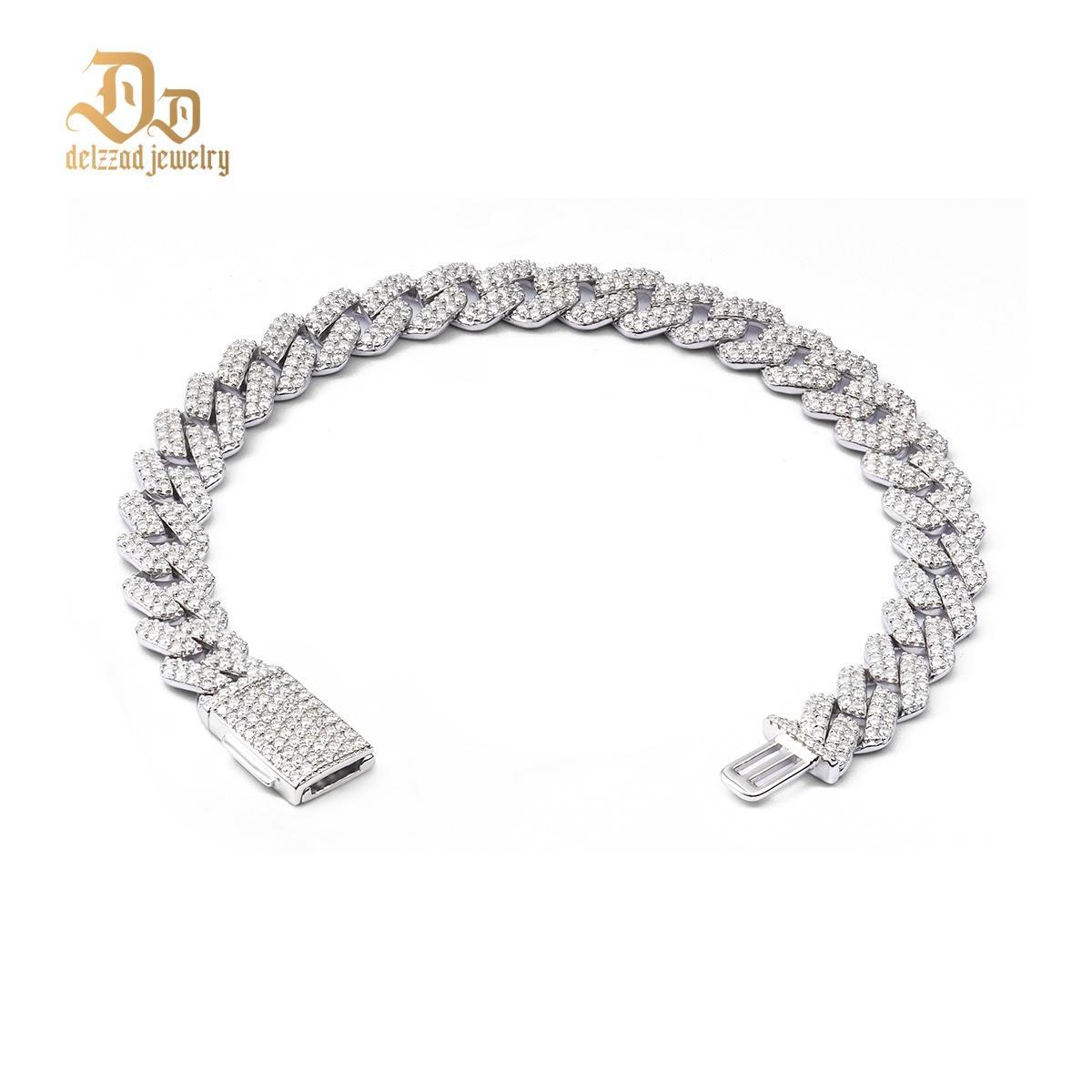 Delzzad 8.5MM Iced Out Cuban Link Bracelet Necklace VVS D Color Synthetic Moissanite S925 Unisex Bling Hip Hop Cuban Chain Perfect for Any Occasion & Everyday Wear Birthday Anniversary Gifts