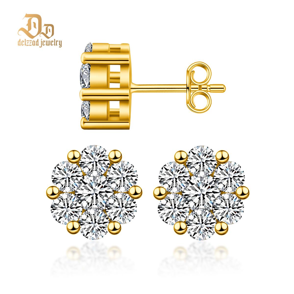 Round Bling Cluster Earrings D Color Synthetic Moissanite S925 Stud Unisex Earrings