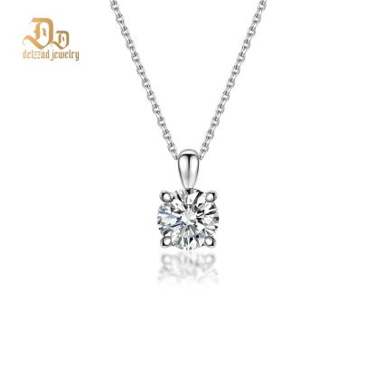 1ct Round Four-Prong Pendant D Color VVS Synthetic Moissanite S925 Chain