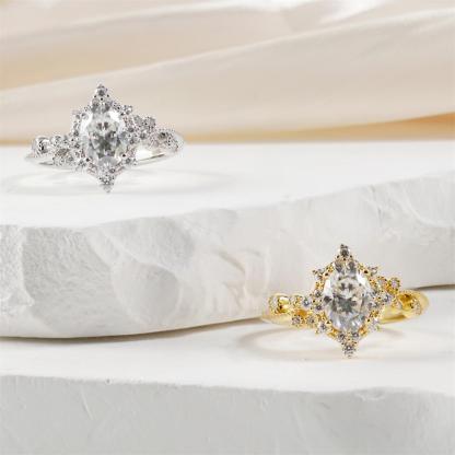 1.9ct Victorian Mirror Ring Vintage Engagement Ring Ivy & Dewdrop Band Ring VVS Synthetic Moissanite Ring Jewelry S925 Band