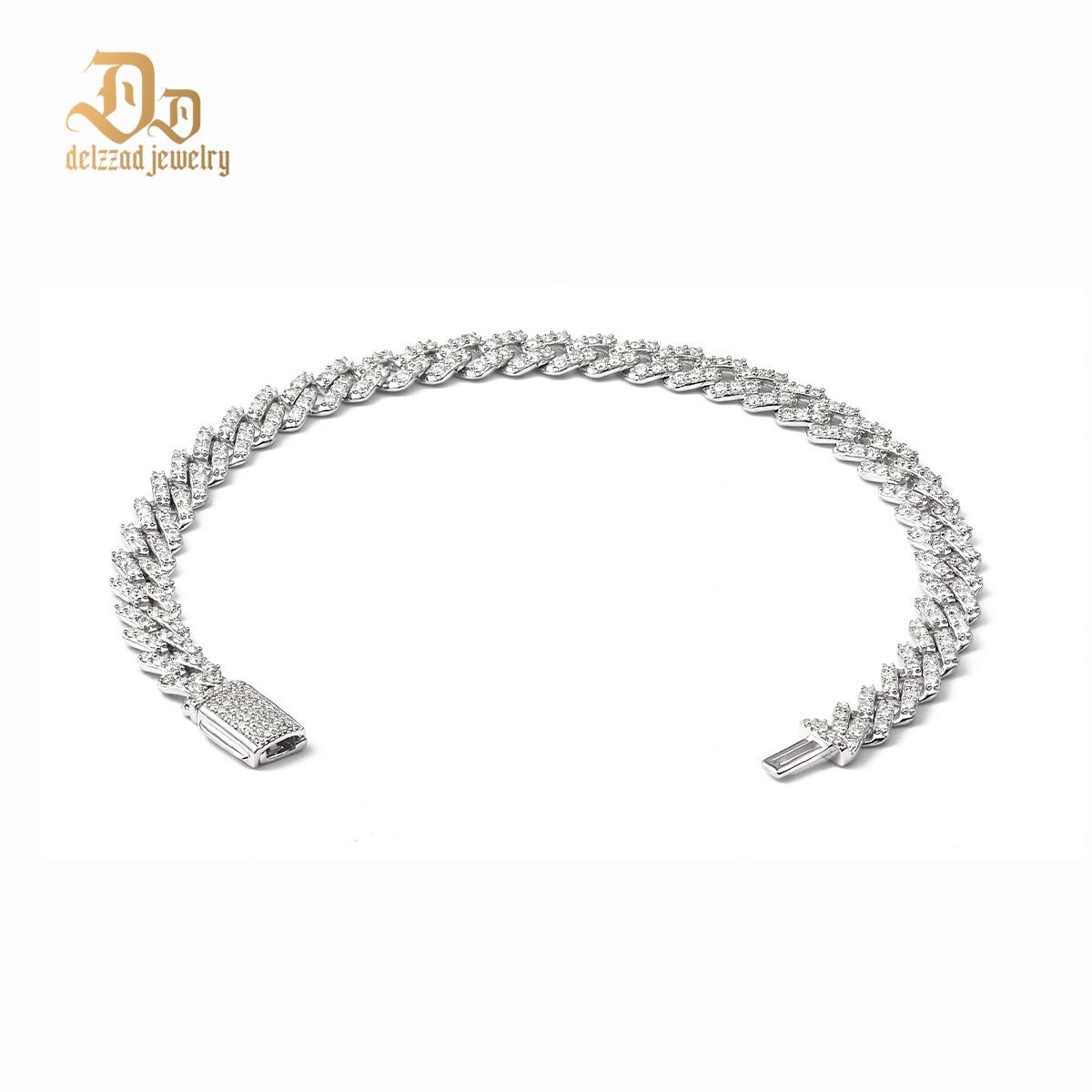 Delzzad 6.8MM Hip Hop Iced Out Cuban Link Bracelet Necklace VVS D Color Synthetic Moissanite S925 Unisex Cuban Chain Perfect for Any Occasion & Everyday Wear Birthday Anniversary Gifts