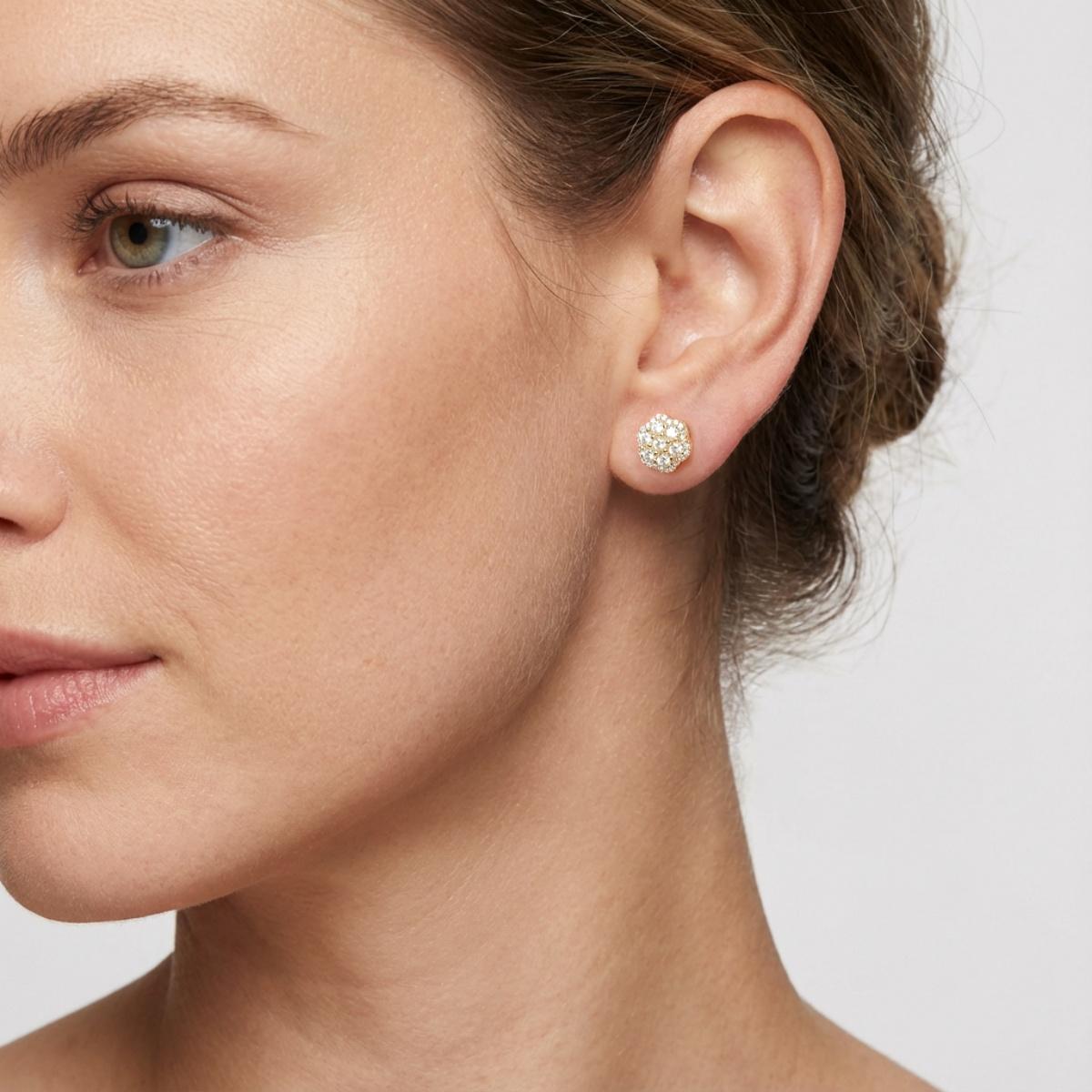 Eternal Bloom Stud Earrings Flower Cluster Stud Earrings VVS Synthetic Moissanite & S925