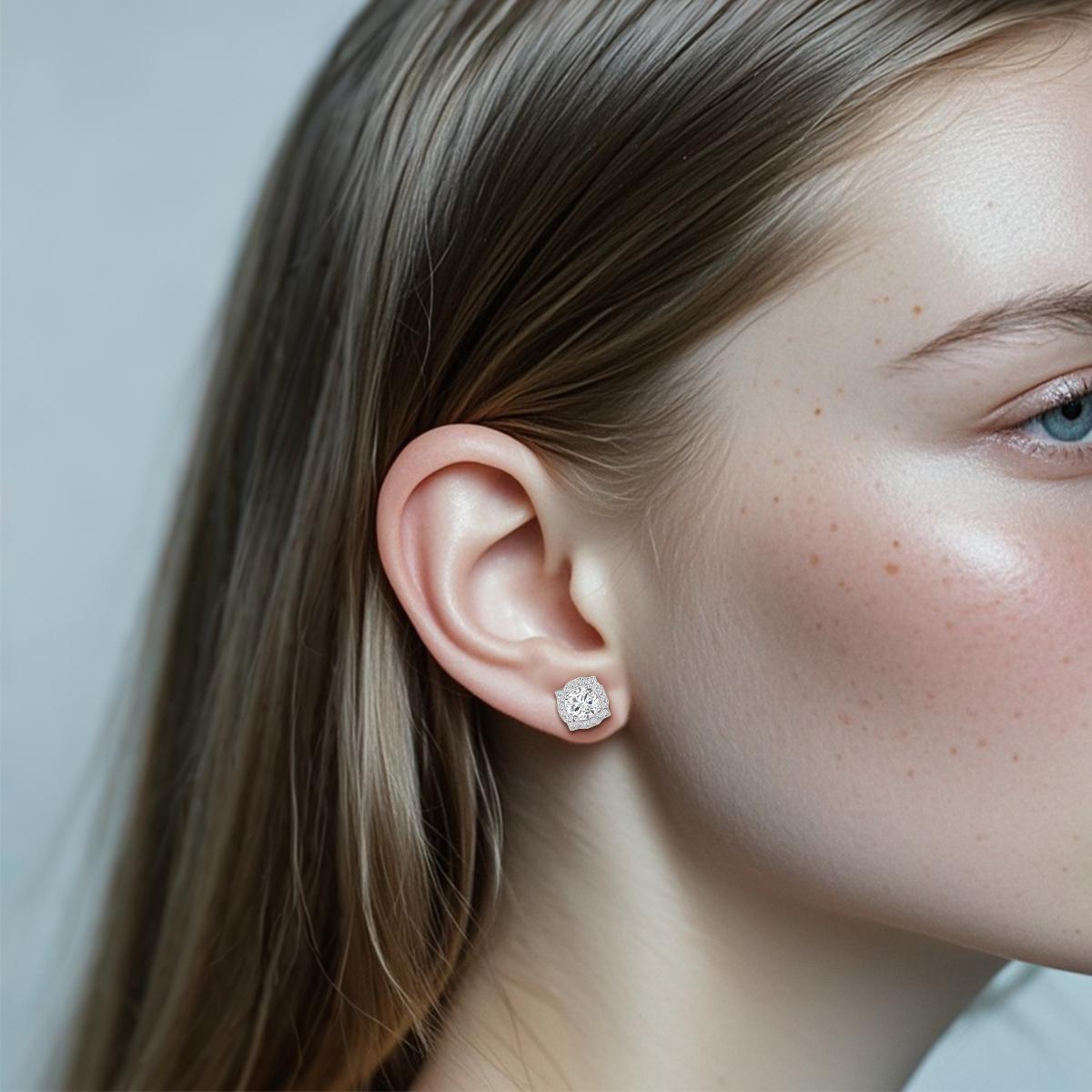 Delzzad S925 Round Synthetic Moissanite Luxury Stud Earrings Valentine's Day Gift For Men Women